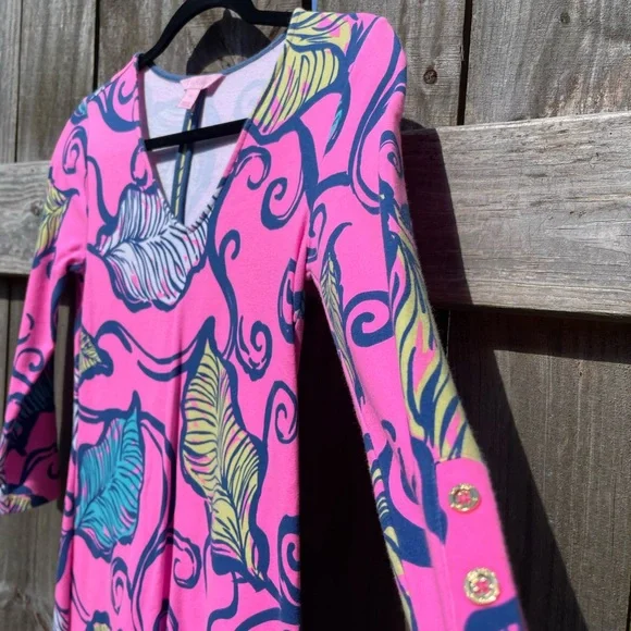 Lilly Pulitzer Pink Leaf-Print Midi Dress - Picture 6 of 11